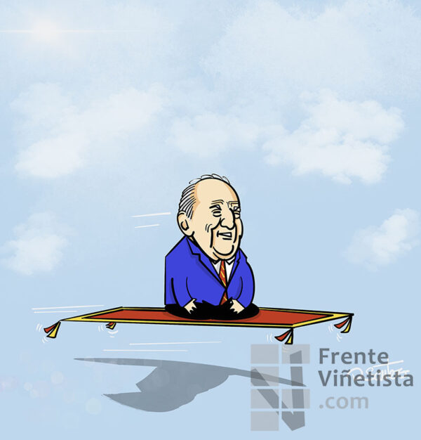 Viñeta: Volando voy volando vengo. Rey Juan Carlos. Autor Paco Santero