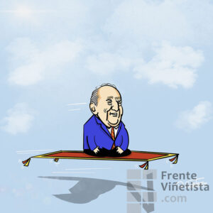 Viñeta: Volando voy volando vengo. Rey Juan Carlos. Autor Paco Santero